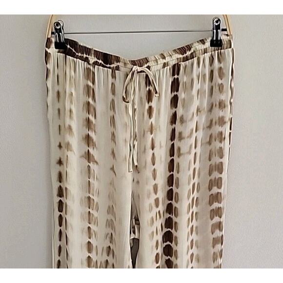 Wild Poppy Knotted Split Thigh Tie Ankle Hem Pants Tie Dye Beach Cover-Up Resort - Picture 3 of 11